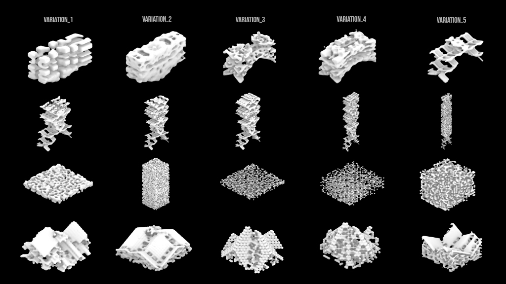 Generative structure variations, voxel growth study
